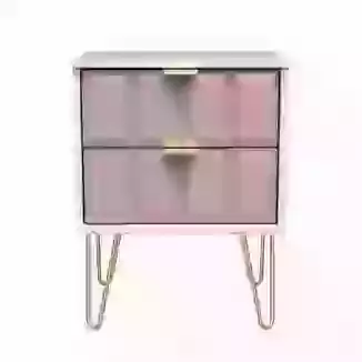 Cubik 2 Drawer Bedside Chest Gold Legs Choice Of 9 Colours